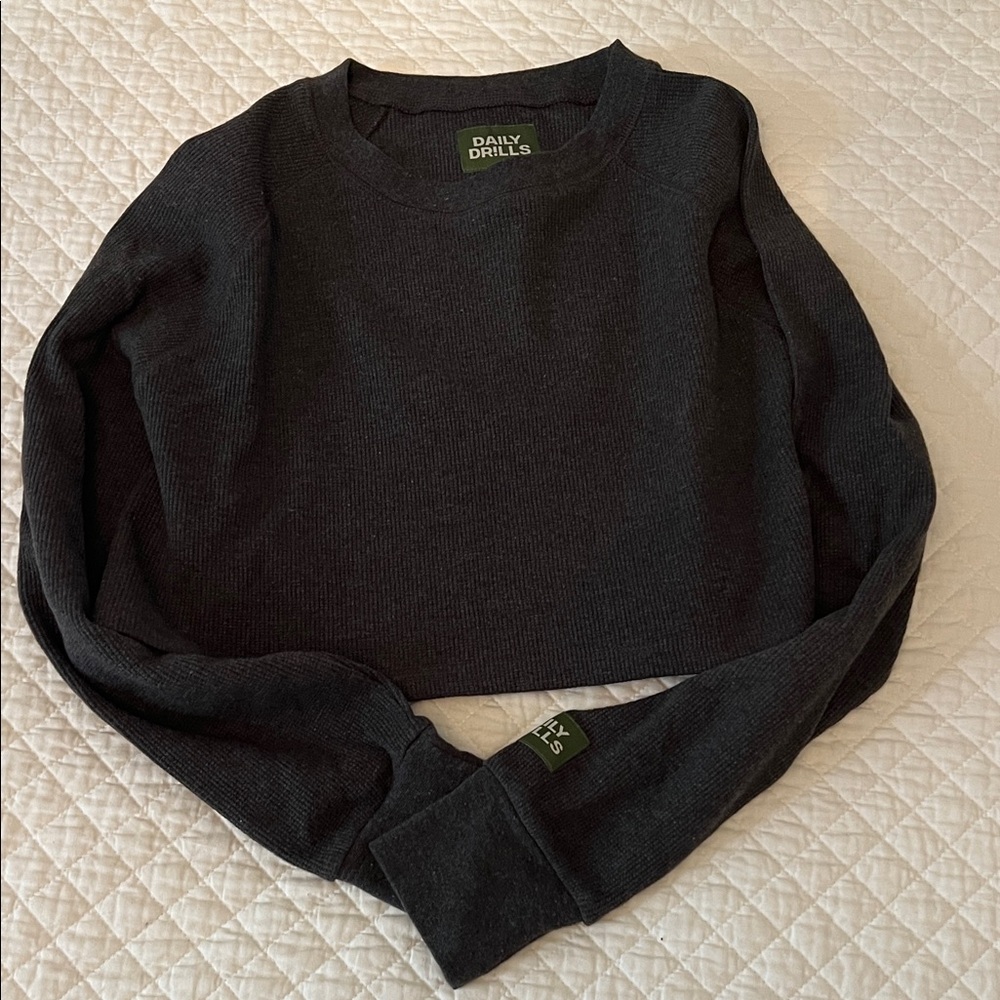 Daily Drills Black Cropped Long Sleeve Top